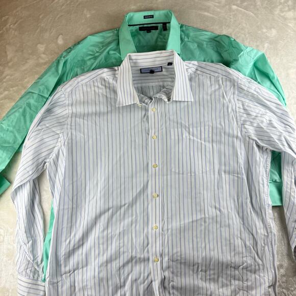 Tommy Hilfiger Button Down Shirts Lot of 2 Long Sleeve Men's 17.5 Casual Office - Picture 1 of 8